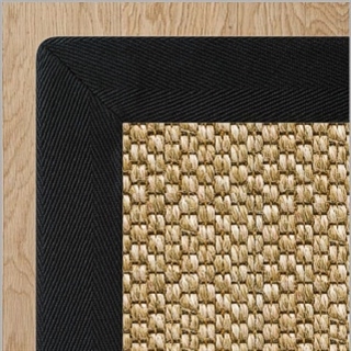 Heavy Rustic Latte Sisal with 2 Inch Black Cotton Border 2.4(L) X 1.7(w)